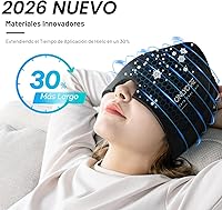 Vista 2 de ONLYCARE - Gorro para aliviar migrañas, máscara calmante, envoltura de gel frío sin olor, terapia de frío/calor, compresa de hielo para dolor