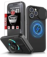 Vista 73 de Funda magnética para iPhone 11 Pro compatible con carga inalámbrica MagSafe, con 2 protectores de pantalla, anillo kickstand de 360° integrado +