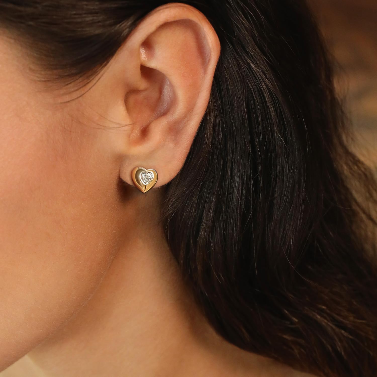 Meissa Orecchini argento 925 donna Orecchini cuore con zirconi placcati oro Orecchini anallergici Gioielli d'autunno Regalo ragazze adolescenti, Oro