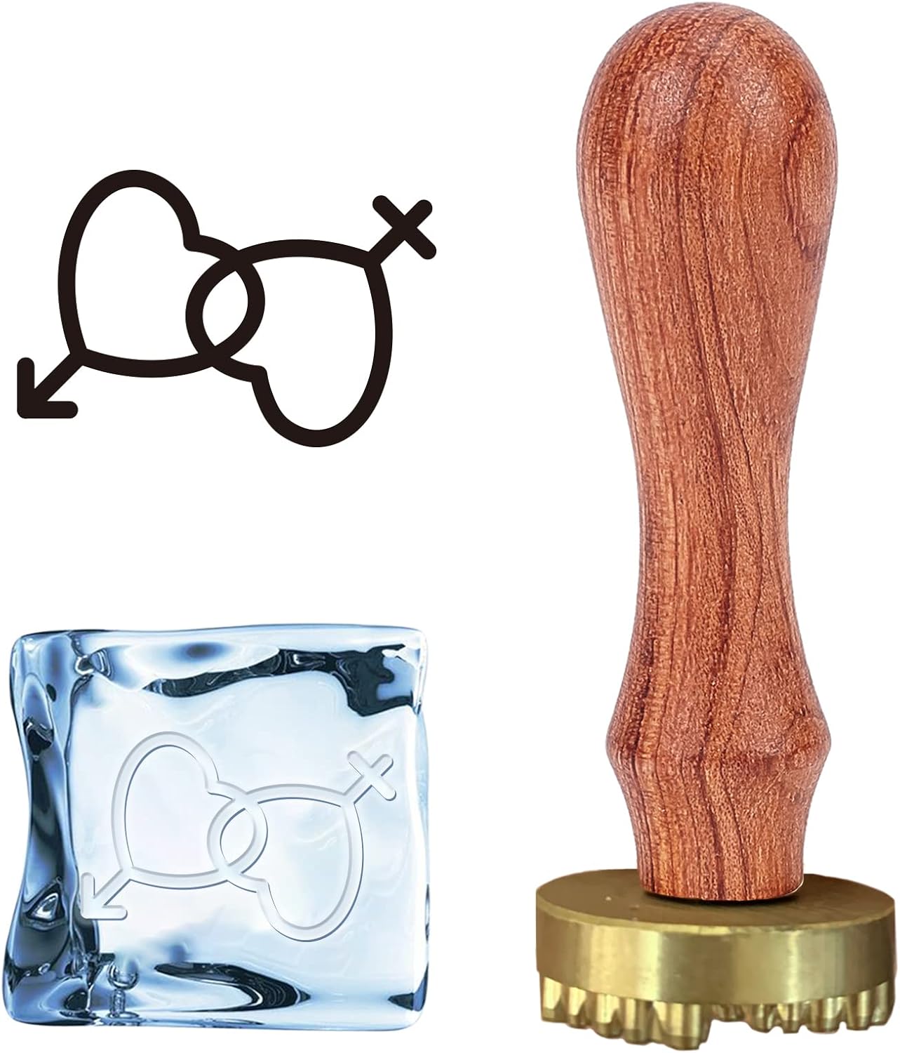 CRASPIRE Pour Decisions Ice Stamp Ice Cube Stamp Ice Branding Stamp with Removable Brass Head & Wood Handle Vintage Ice Stamp for DIY Crafting Cocktail Whiskey Mojito Drinks Bar Making