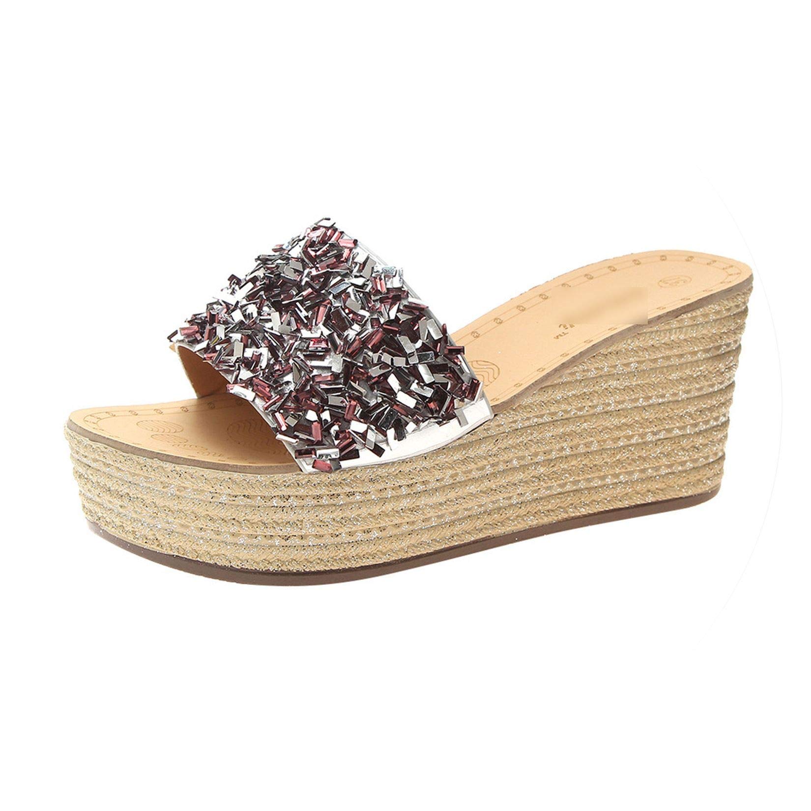 Slippers Women Ladies Fashion Crystal Bling Bohemian Causal Wedges Beach Slipper Shoes Dames Slippers