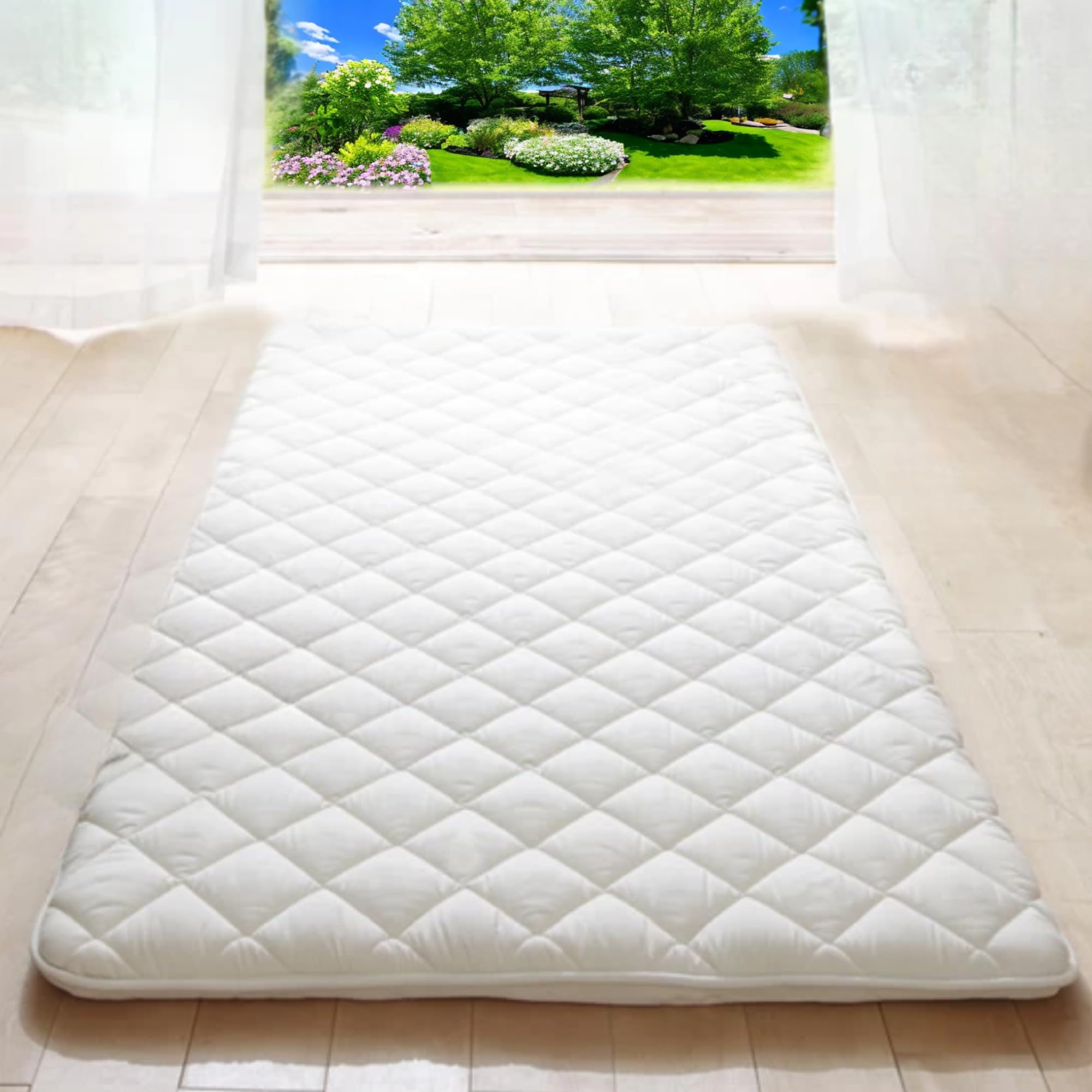 MIINA Japanese Floor Mattress, Memory Foam Futon, Full Size, Off-white, Medium Firmness