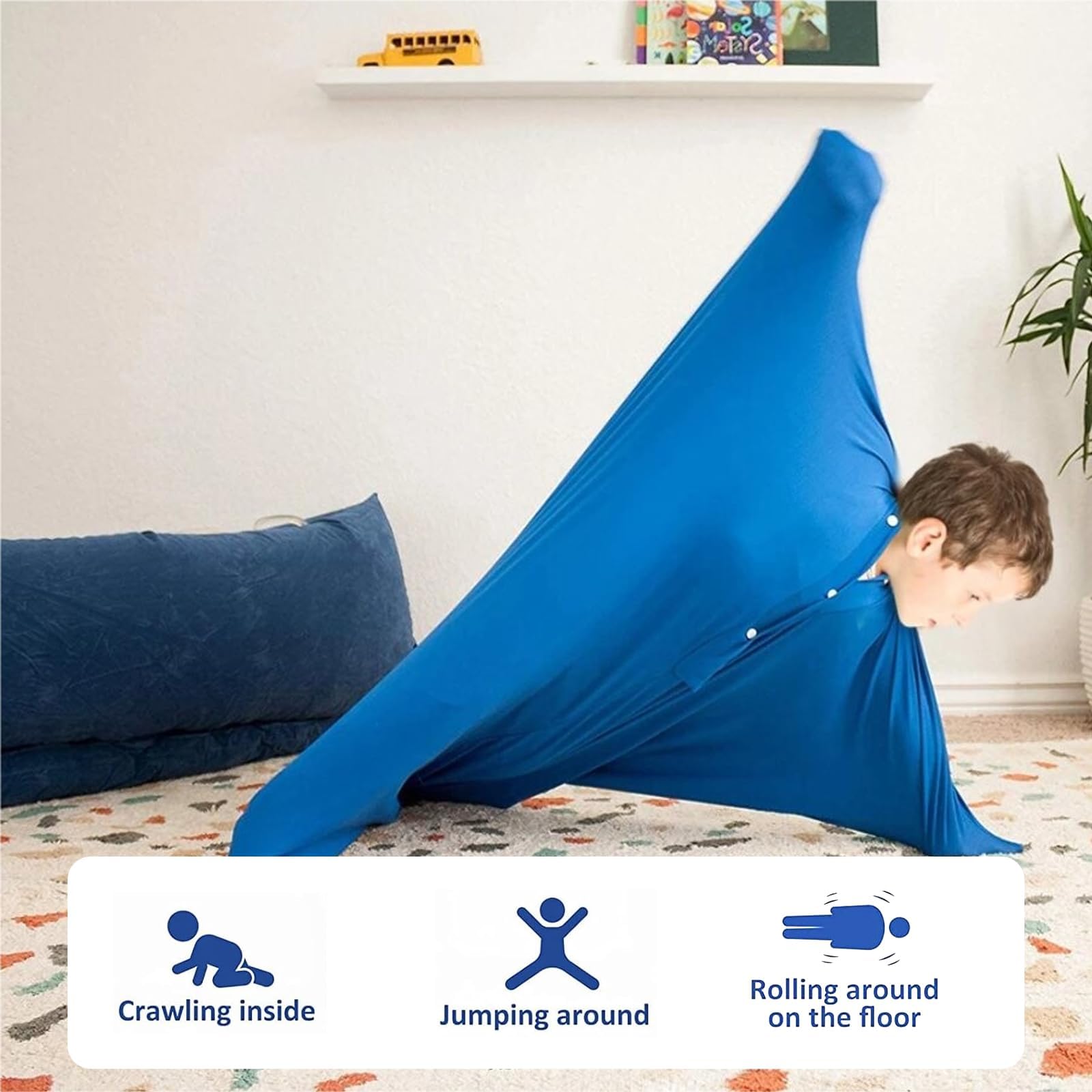 JiaYouLC Sensory Stretchy Body Sock Full-Body Wrap Body Sox to Relieve Stress for Children Aldult with Autism Anxiety (Blue - Image 3