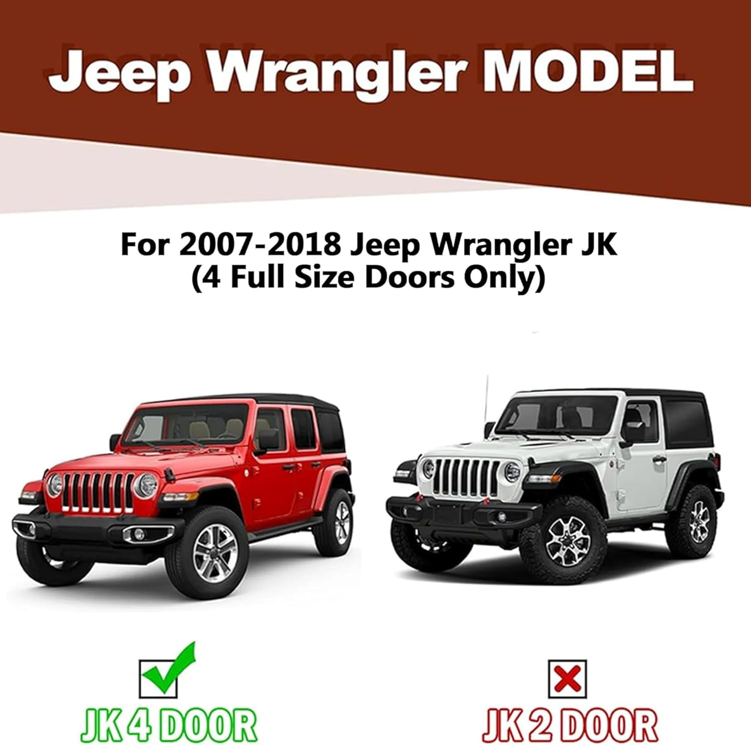 Running Boards Compatible with 2007-2018 Jeep Wrangler JK 4 Doors, 5.2" Side Step Rails, Heavy-Duty Black Carbon Steel Nerf Bars for Wrangler JK (07-18 JK 4 Doors)