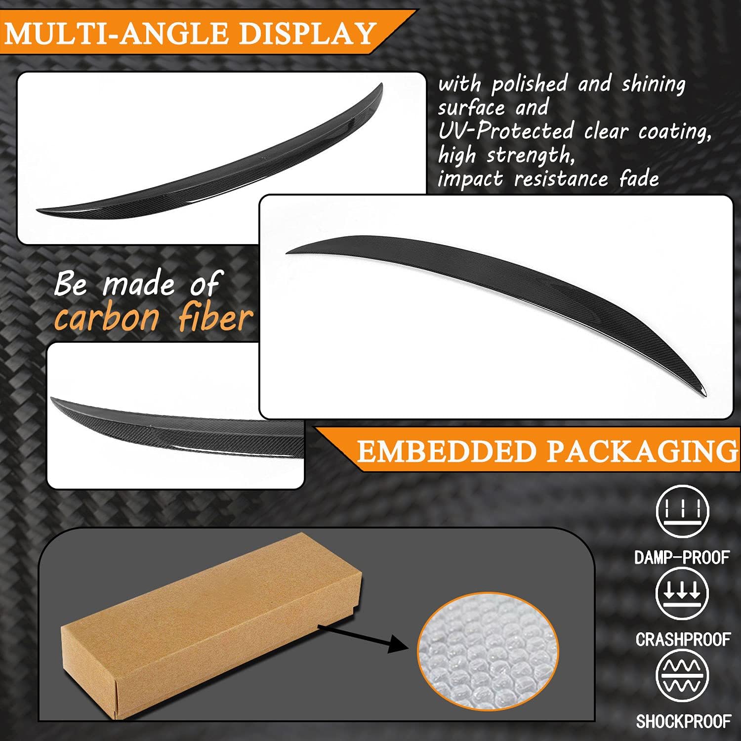 MCARCAR KIT Carbon Fiber Trunk Spoiler Fits for BMW 3 Series E93 Convertible 2007-2013 Factory Outlet CF 320i 323i 325i 328i 330i 335i M3 2Door Rear Boot Lid Highkick Wing Lip