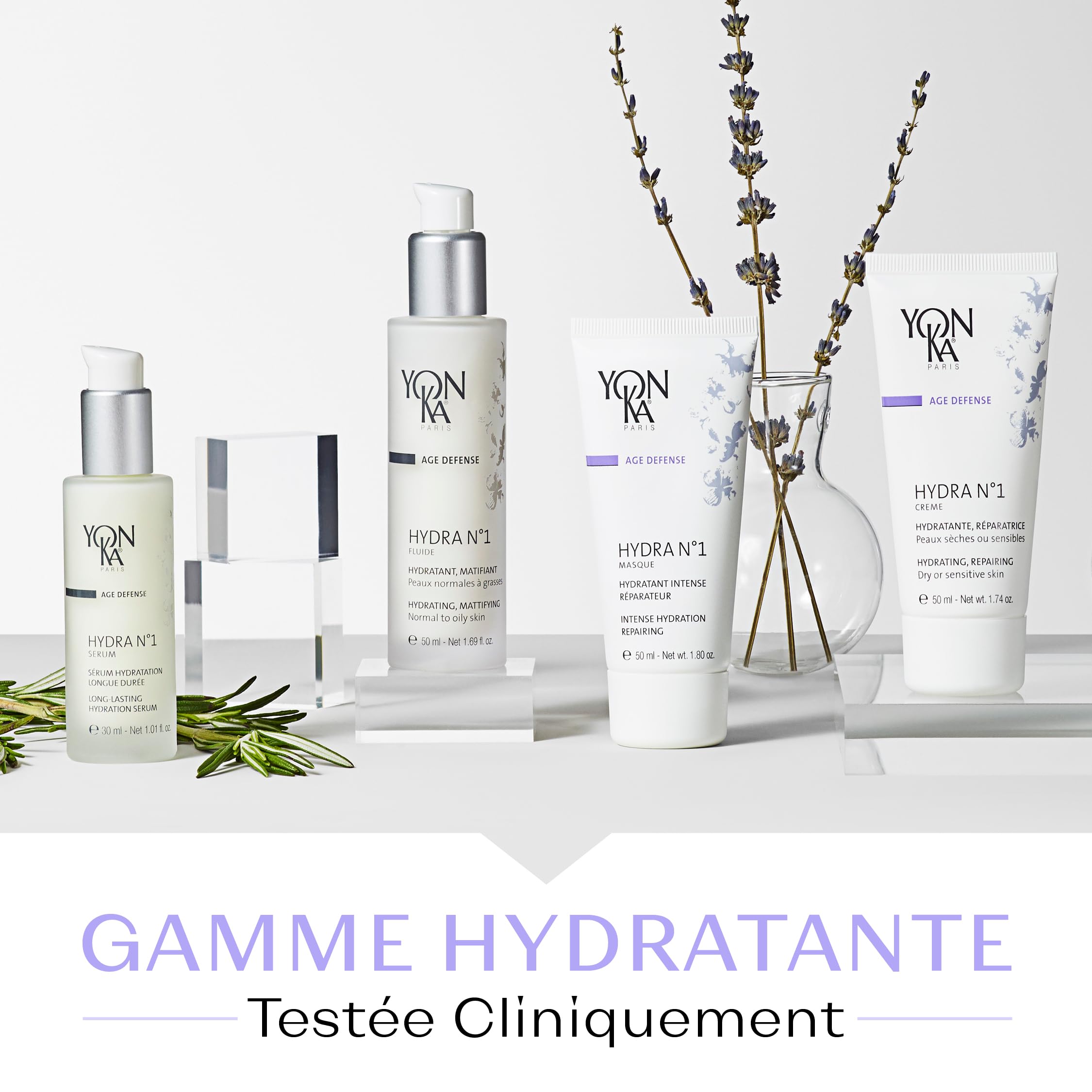 Yonka Hydra N°1 Crème 50ml - Hydratation Intense - Réparatrice, Régénérante et Anti-Rides - Texture Gel-Crème - Jojoba et Aloe Vera - Senteur Rose & Jasmin