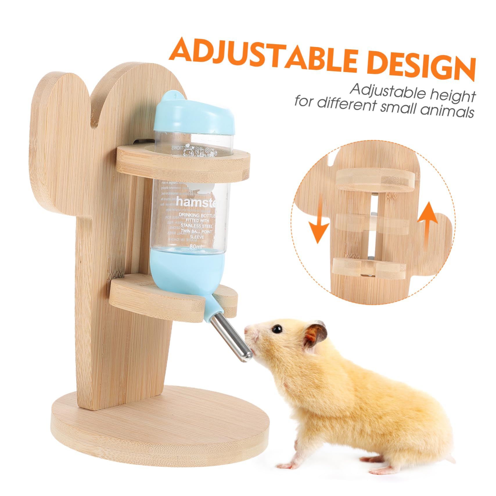 Toddmomy Distributeur d'eau Vertical Couleur Aléatoire Design Pratique et Facile à Utiliser en Bois et Plastique Bouteille Transparente pour Petits Animaux pour Cages d'animaux
