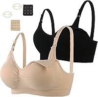 Camivile 2 Pack Wireless Nursing Bras for Breastfeeding - Seamless Maternity Bralette with One-Hand Clasp