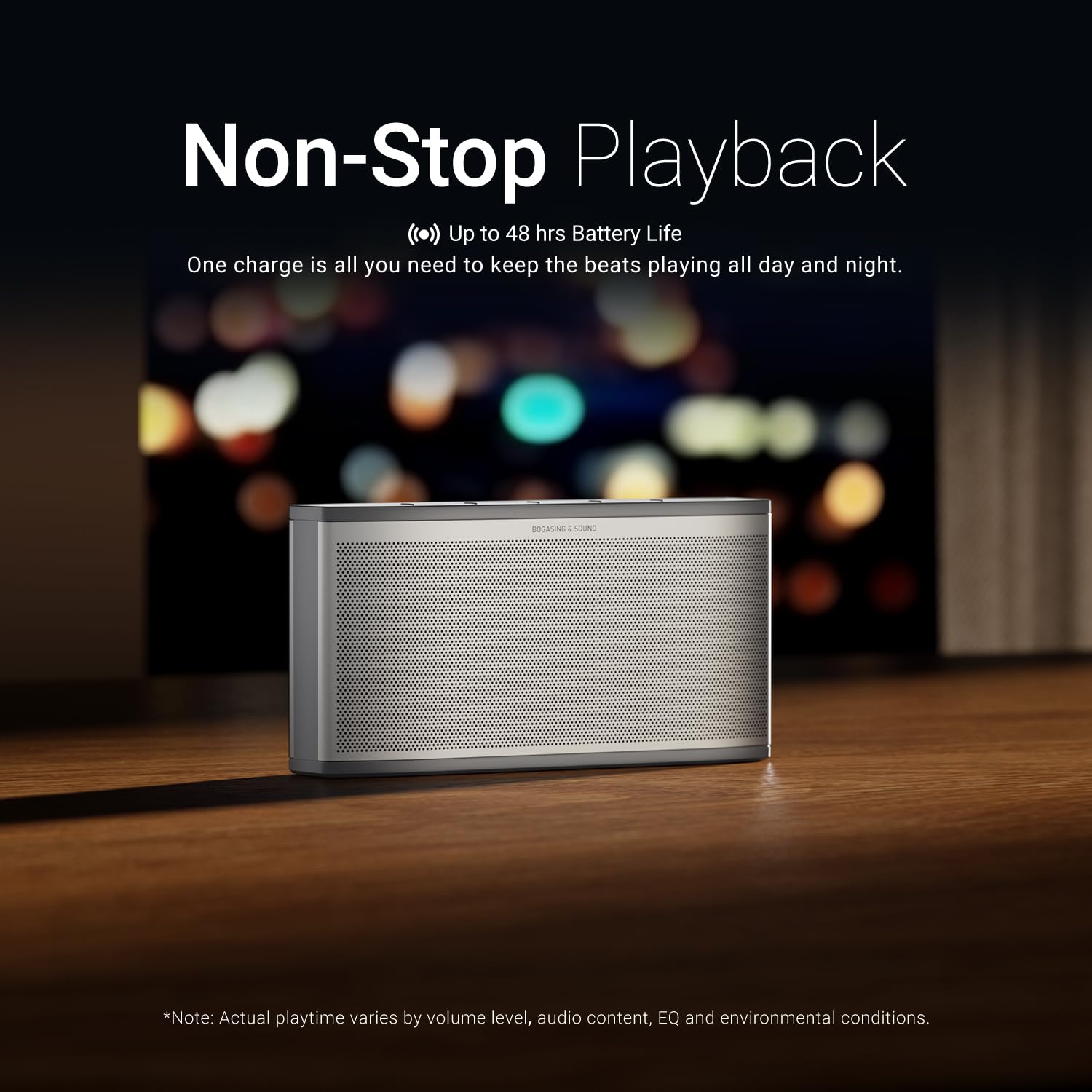 BOGASING Era S9 Pro Bluetooth Lautsprecher, 2-Kanal Musikbox mit Stereo-Sound, Dual passiven Radiatoren, 48h Wiedergabe, EQ, TF Karte, AUX, kabelloser Bluetooth Box für drinnen und Büro (Silber)