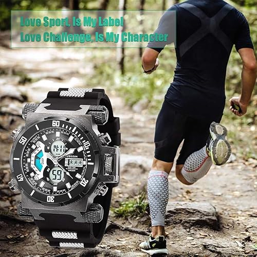Miniatura 2 de SIBOSUN Relojes deportivos para hombre, reloj militar multifuncional, cronómetro, resistente al agua, gran cara, LED, reloj de pulsera digital