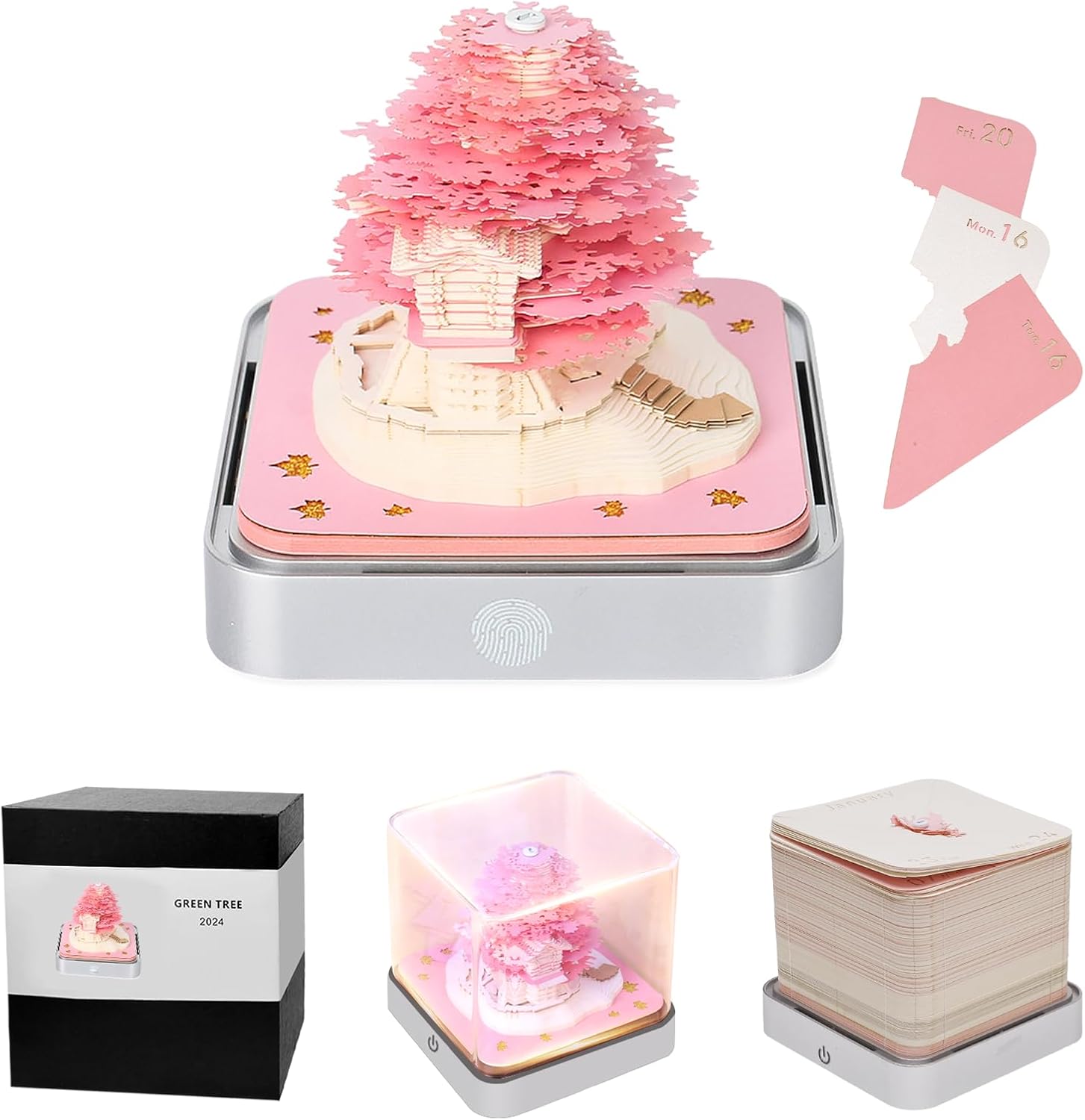 Time Piece Calendar 2024,Desk Calendar With Lights 3D