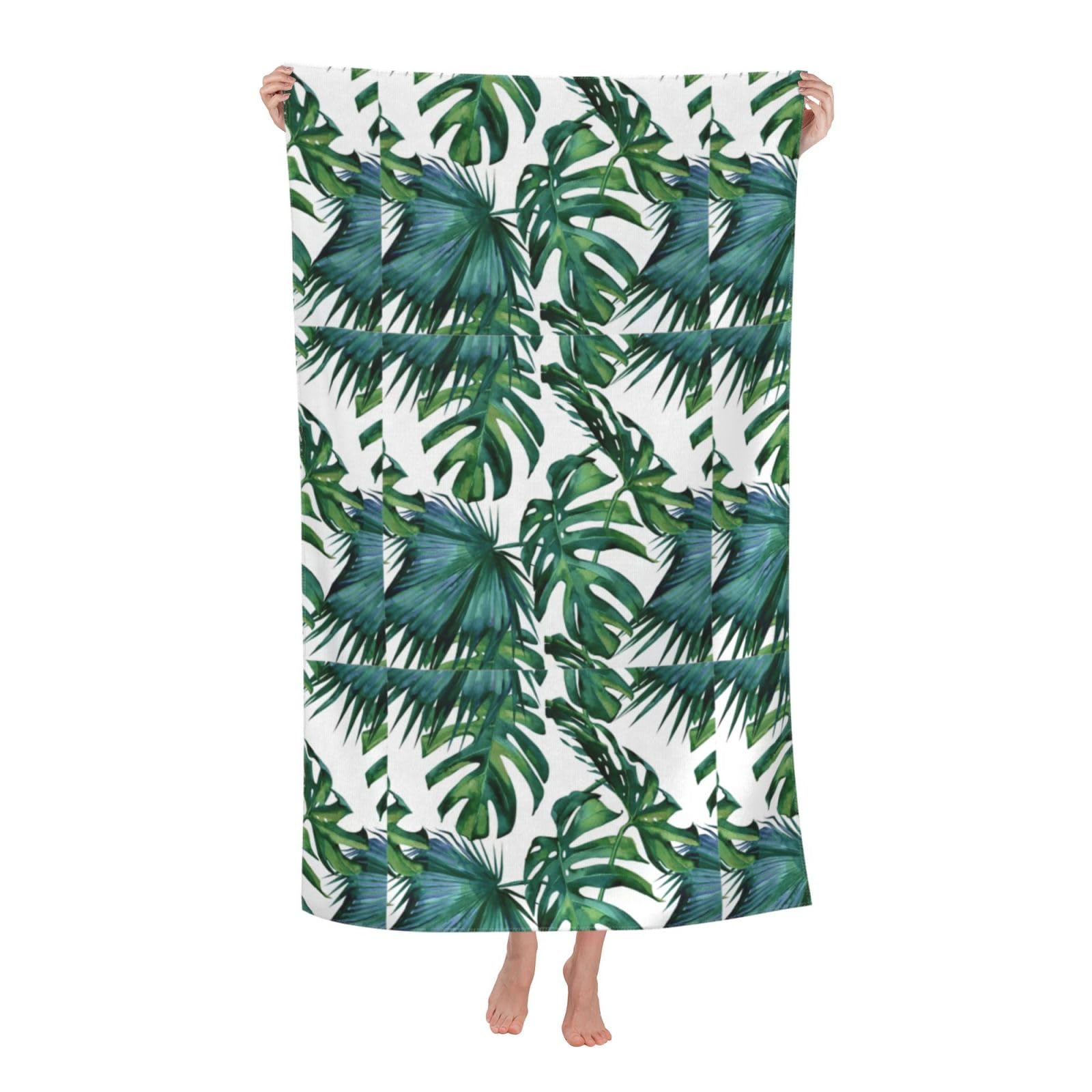Cbaaghh Green Banana Leaves Print Adult Beach Towels,Beach & Pool Towel,Beach Towels,Towels For Camping