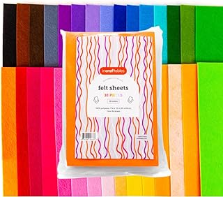 Felt Sheets for Crafts (30 Pieces). Best Colored Felt Fabric Sheets (1mm Thick). Assorted Stiff Felt Sheets Paper Pack of 30 Colors (9” x 12”) for DIY Decorations & Sewing Projects