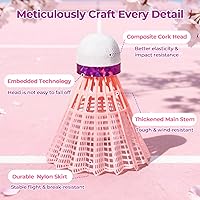 Vista 4 de HIRALIY 12/24 Pack Badminton Birdies Nylon, Durable Shuttlecocks for Backyard & Baseball Batting Practice, Wind Resistant Yellow/Pink Bulk Ball Set