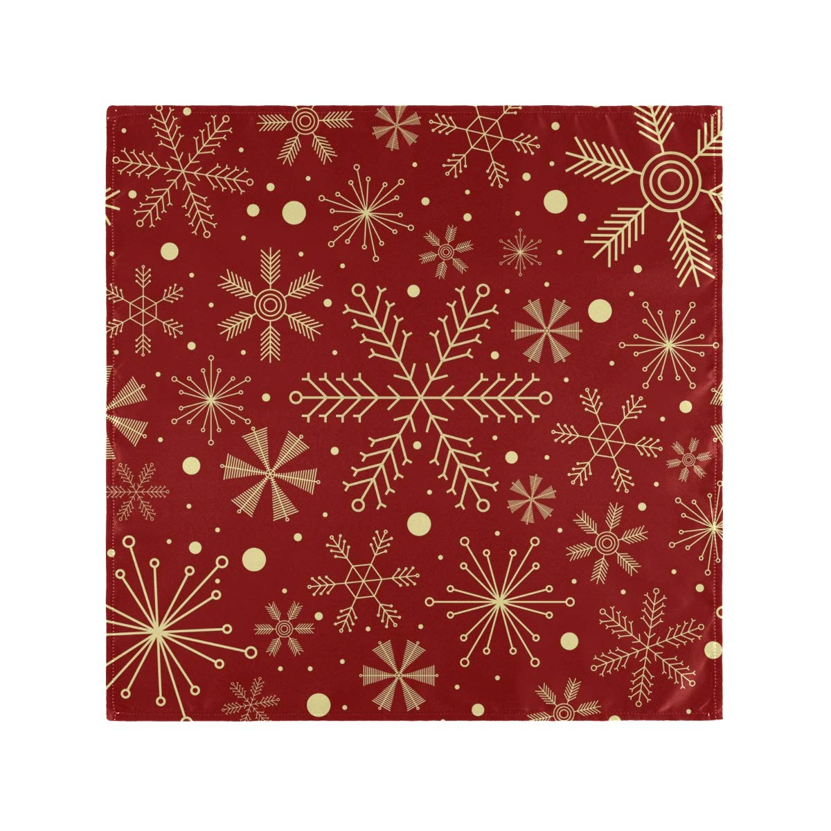 Christmas Snowflakes On Dark Red Cloth Napkins Polyester Dinner Napkins Set of 6 Napkins Great for Dining Special Occasions or Dinner Parties