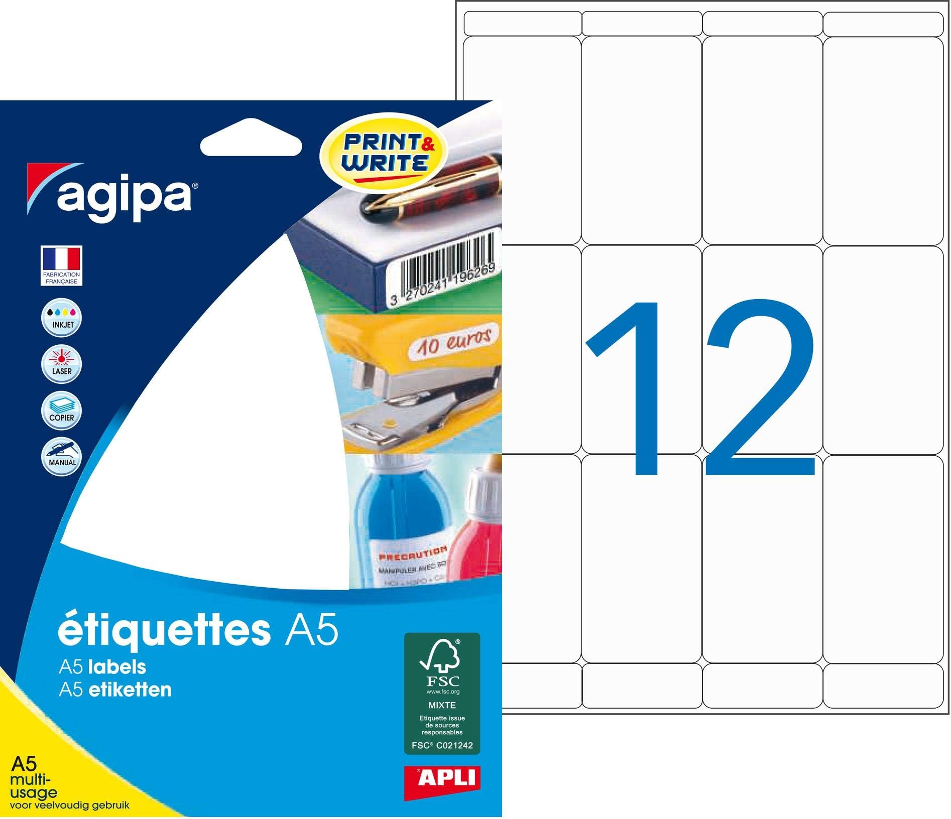 agipa 114086 Universal Labels 56 x 34 mm White