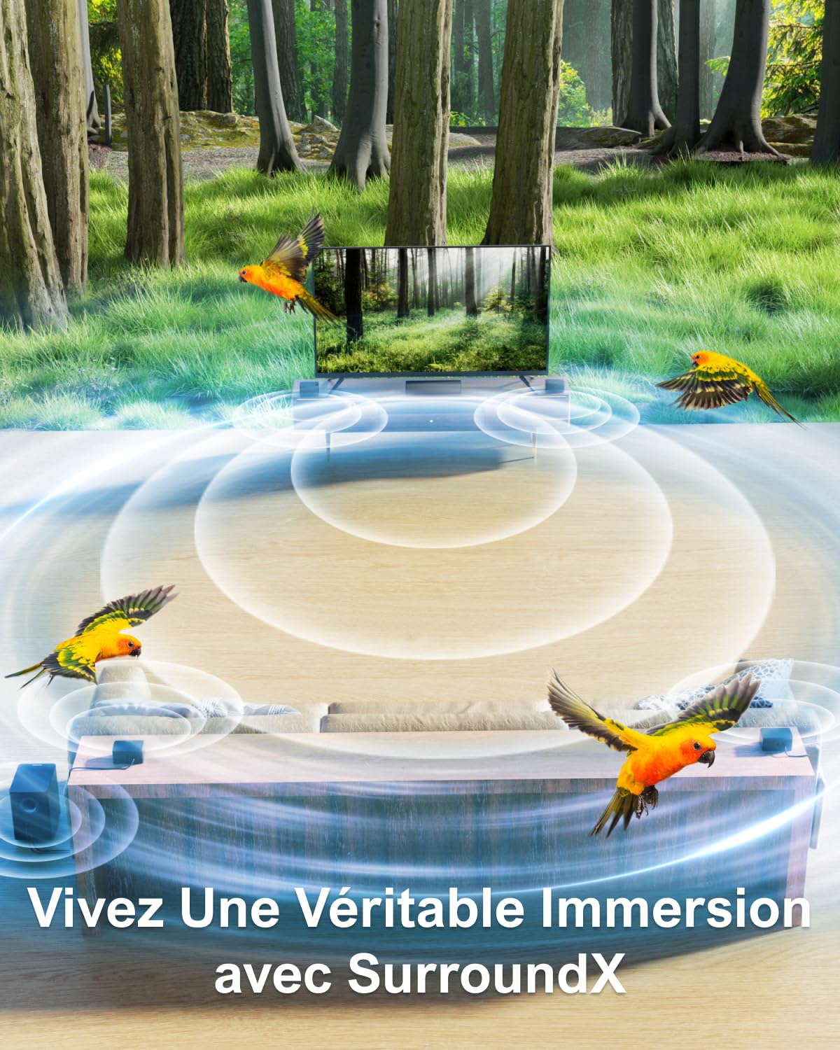 ULTIMEA Barre de Son 7.1 avec Son Surround Virtuel, avec 8 Haut-Parleurs Haute Performance, Subwoofer sans Fil 6,5", Appli Intelligente, Home Cinéma, Poseidon D70