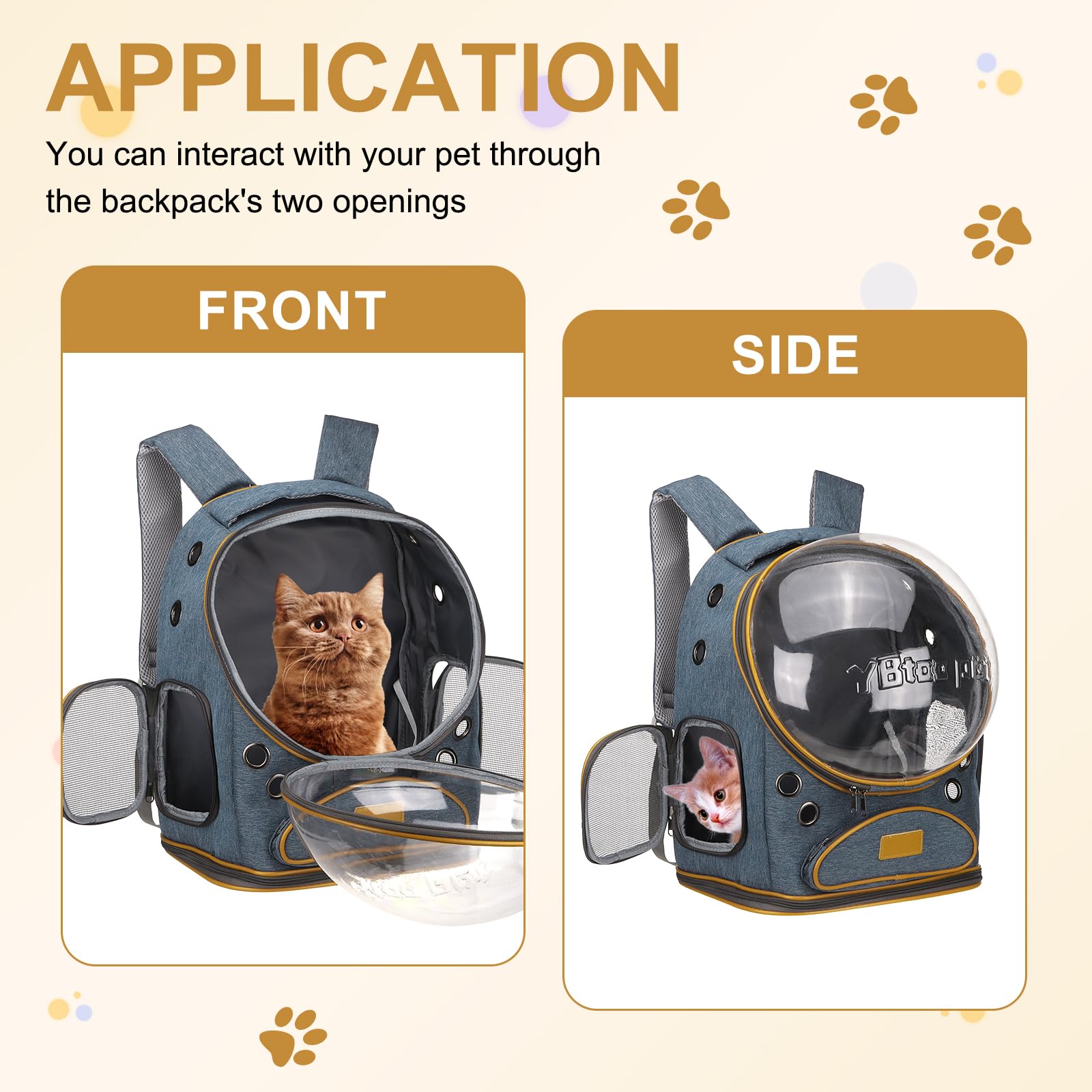 QUARKZMAN Zaino Trasportino Per Animale Domestico, Portatile E Areato, Tessuto Oxford, Borsa Da Viaggio Per Cani E Gatti Con Copertura Trasparente 12.6", (Blu, 1 zo).