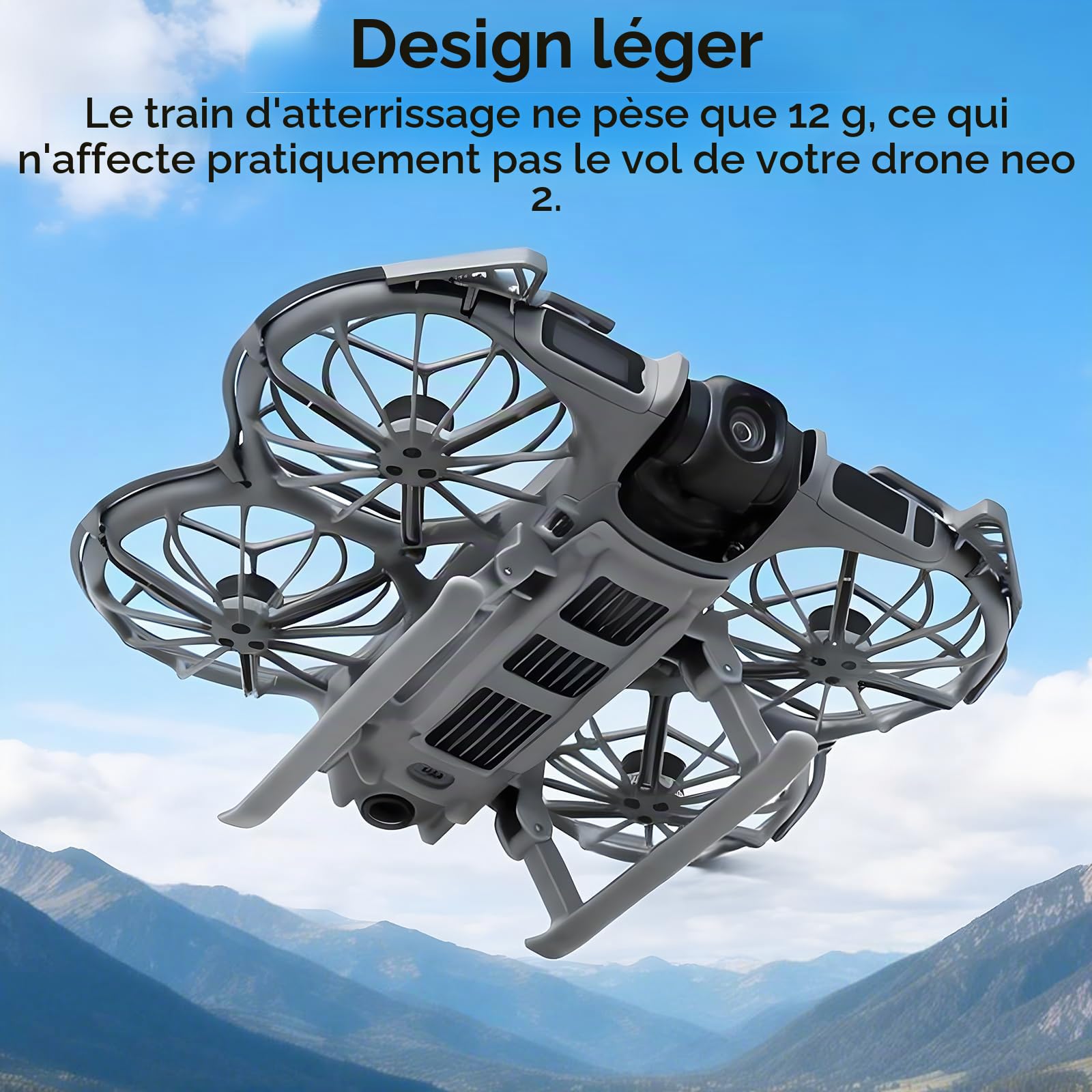 Neo 2 Train d'atterrissage - Train d'atterrissage pliable avec support d'extension de hauteur pieds d'extension à libération rapide kit de protection pour DJI Neo 2 drone accessoires