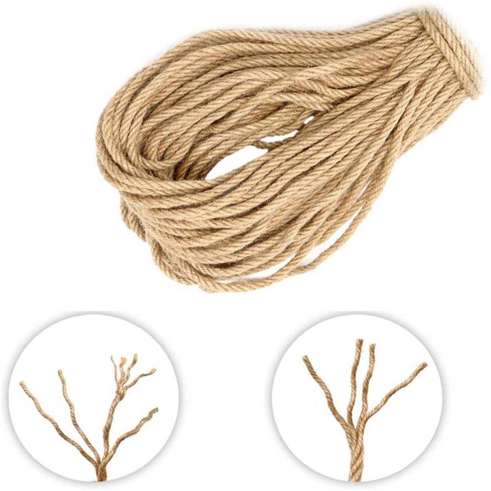Zkenshan-Ficelle Jute Jute corde ficelle rouleaux de corde de chanvre cordon macrame chaîne de bricolage artisanat panier chat animal gratter décor à la main 10mm, fibre de jute naturelle