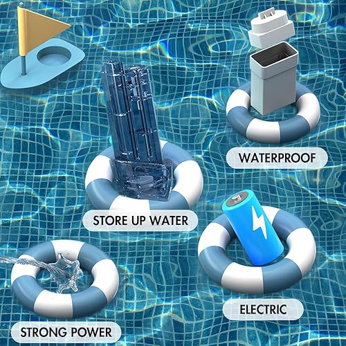 Miniatura 6 de Pistolas de agua eléctricas, pistolas automáticas para niños y adultos, potente pistola de agua de hasta 32 pies, pistola de agua de gran capacidad,