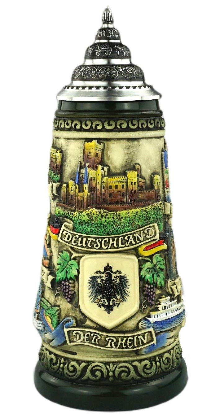 KING Bierkrug rustikaler Deutschland der Rhein Seidel 0,25 Liter Bierseidel