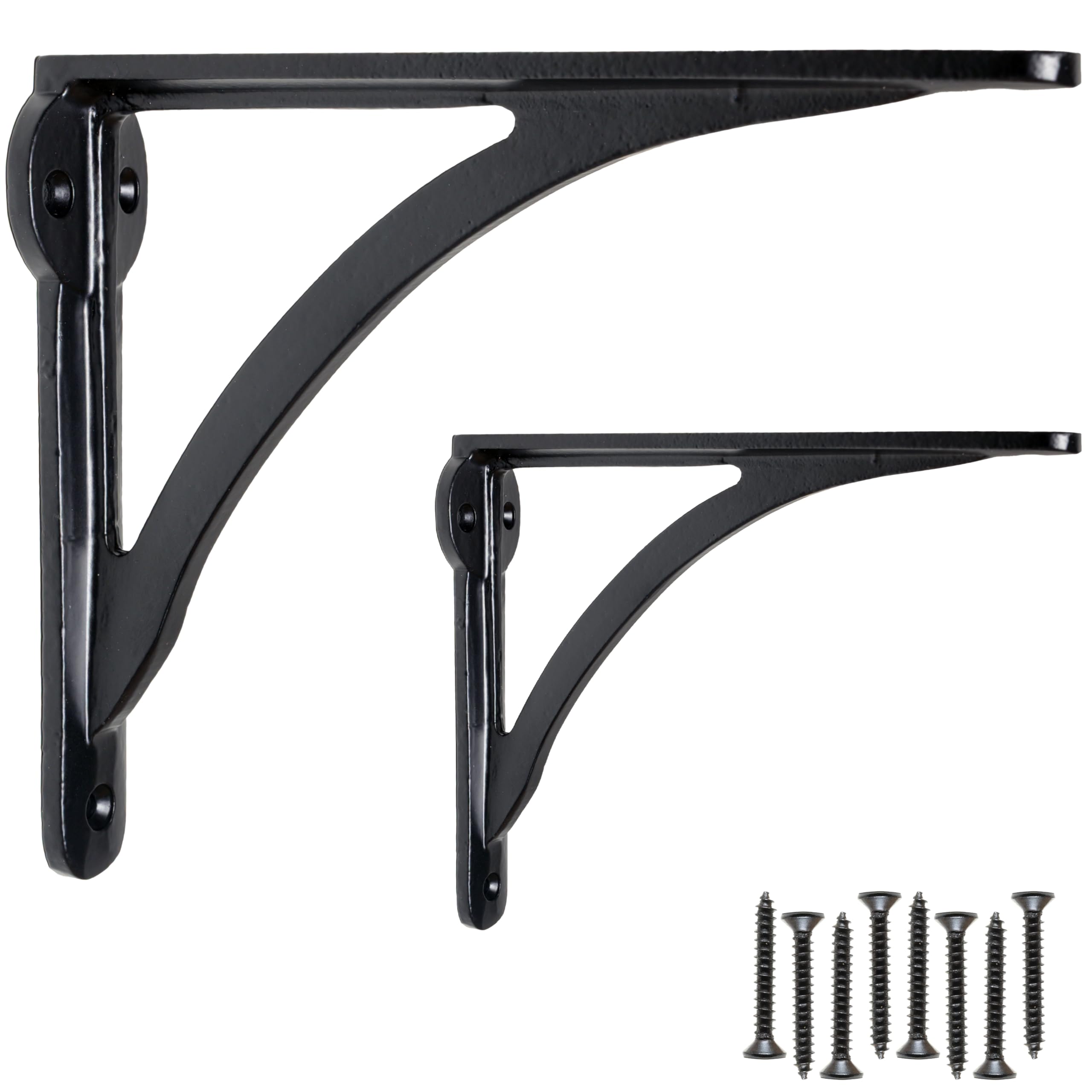 Eduwurxs Black Ironbridge Cast Iron Shelf Brackets | Heavy Duty Wall Brackets For Shelves | Rustic Supports For Kitchen, Living Room & Outdoor | 5.5X7 (Pack Of 2)