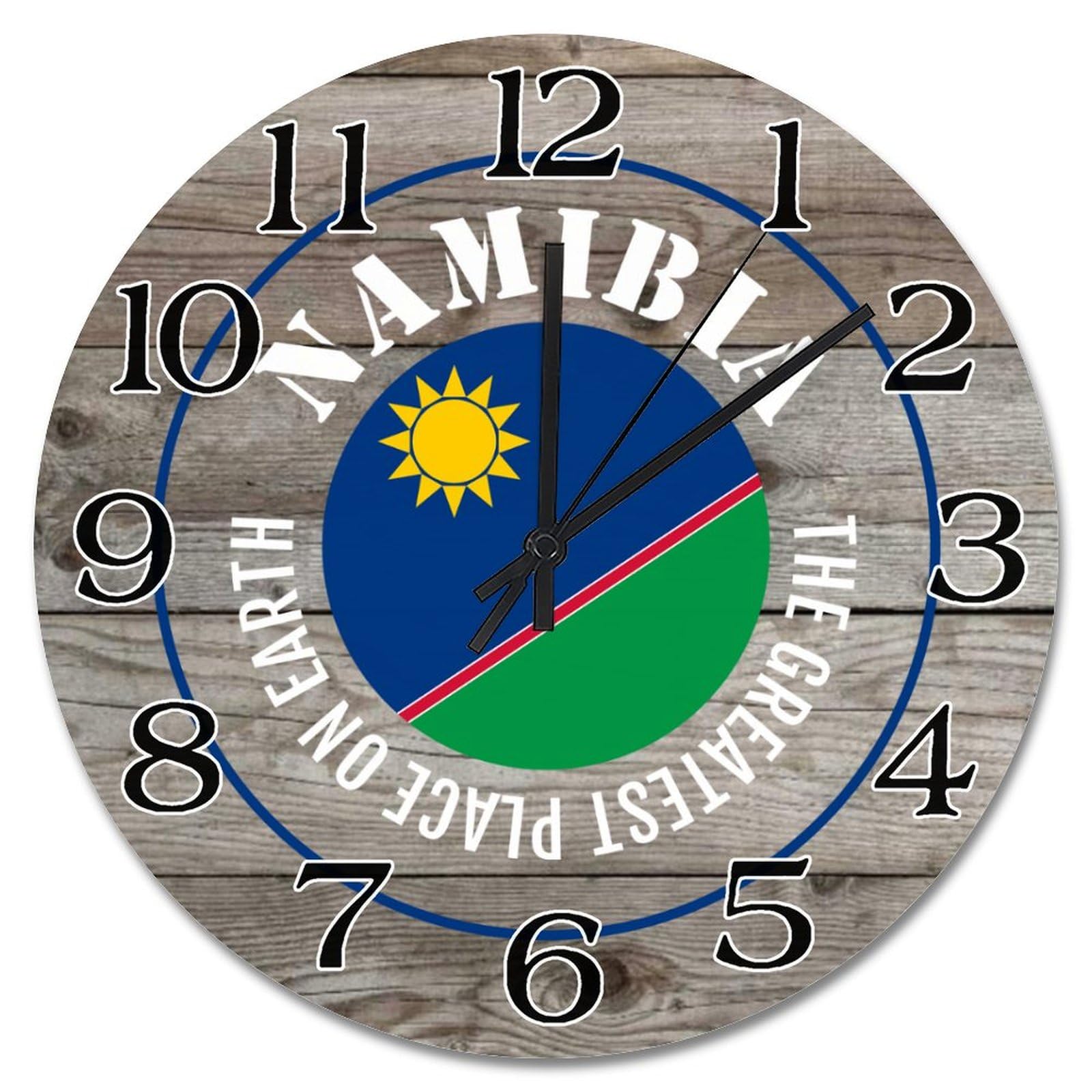 Horloge murale Namibie de 38 cm silencieuse à piles pour décoration de salon et chambre