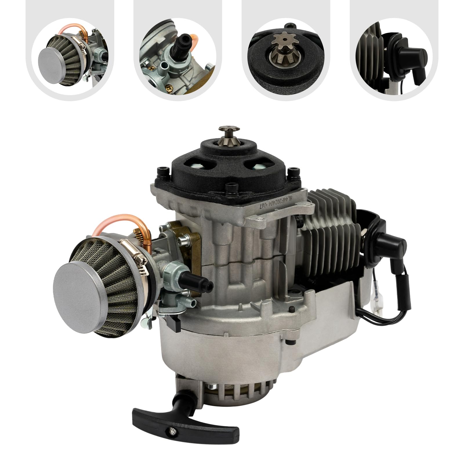 Motore a benzina da 49 cc, 2 hub, mini motore, pullstart tascabile, per motociclette a due tempi, ideale per attività all'aperto e viaggi sportivi