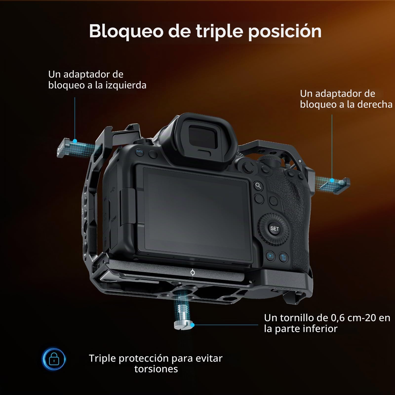 SMALLRIG R6 II Kit de Cage para cámara para Canon R6 Mark II, Jaula Completa con Asa Superior y Abrazadera para Cable, Zapatas Frías Integradas y Rieles NATO - 5197