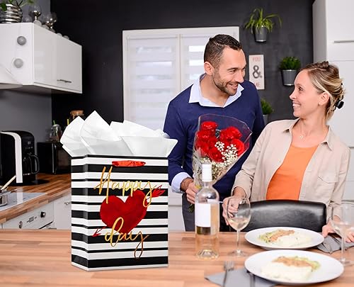 Miniatura 3 de FaCraft Bolsas de regalo de San Valentín con asas de 13 pulgadas, bolsa de regalo grande para el día de San Valentín para novio, niños, bolsa de