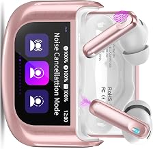 Thunelec Wireless Bluetooth Headphones, 48H Bluetooth 5.4 Headphones with Touch Screen LED Pink