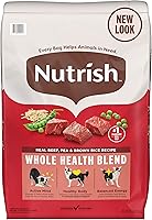 Nutrish Real Beef, Pea & Brown Rice Dry Dog Food for Adult Dogs - Whole Health Blend, 40 lb Bag