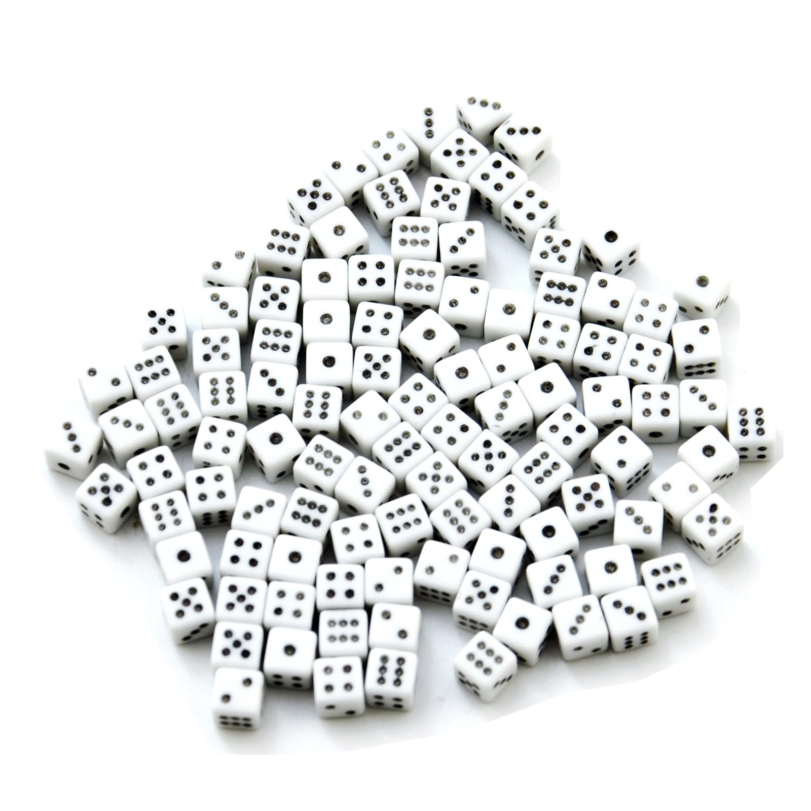 SmartDealsPro 100 mini dadi quadrati assortiti D6, per attività a tema casinò, giochi da tavolo, insegnamento matematica, feste (bianco, 5 mm)