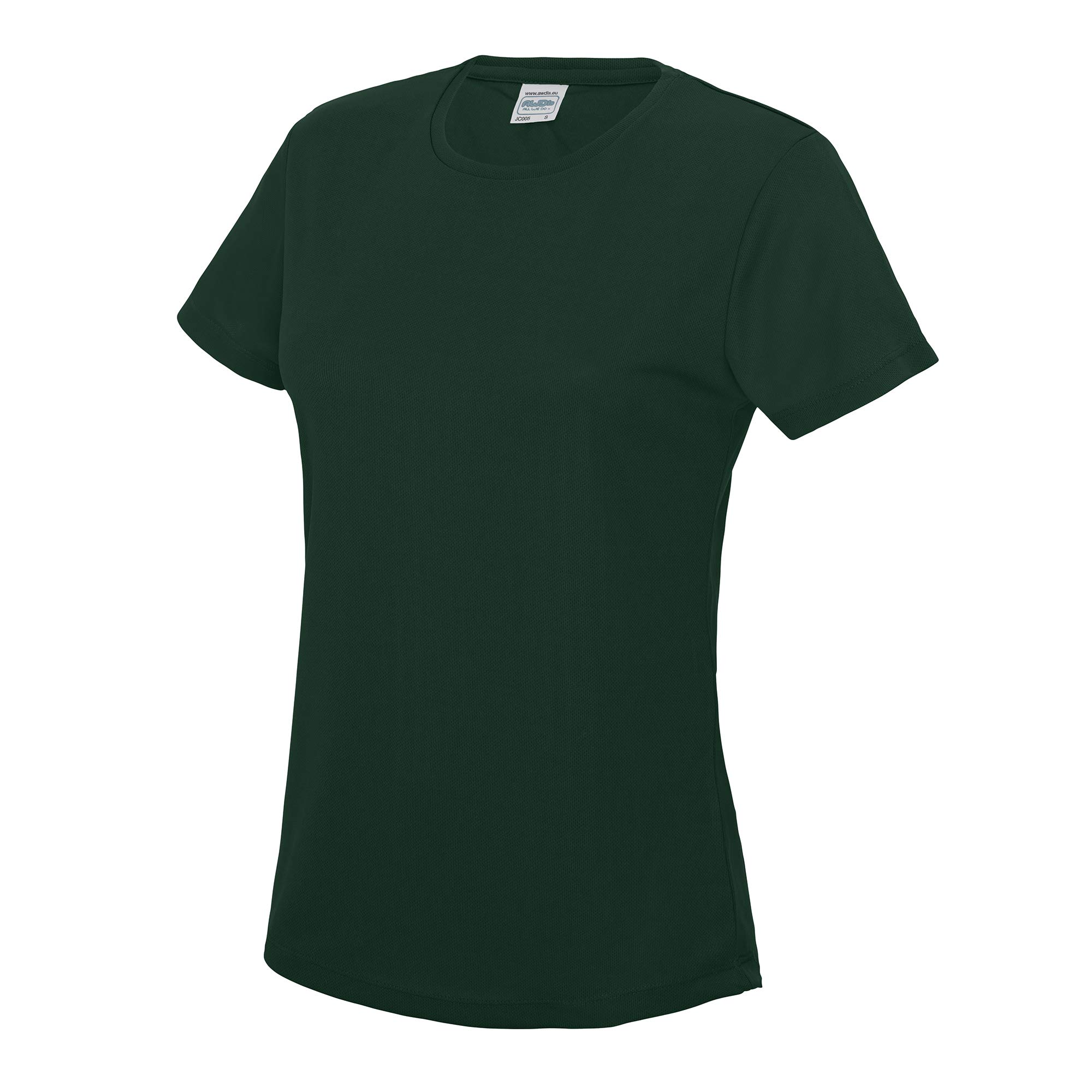 Just Cool Women's Bottle Green Sports Plain-Coloured T-Shirt - Green - Large