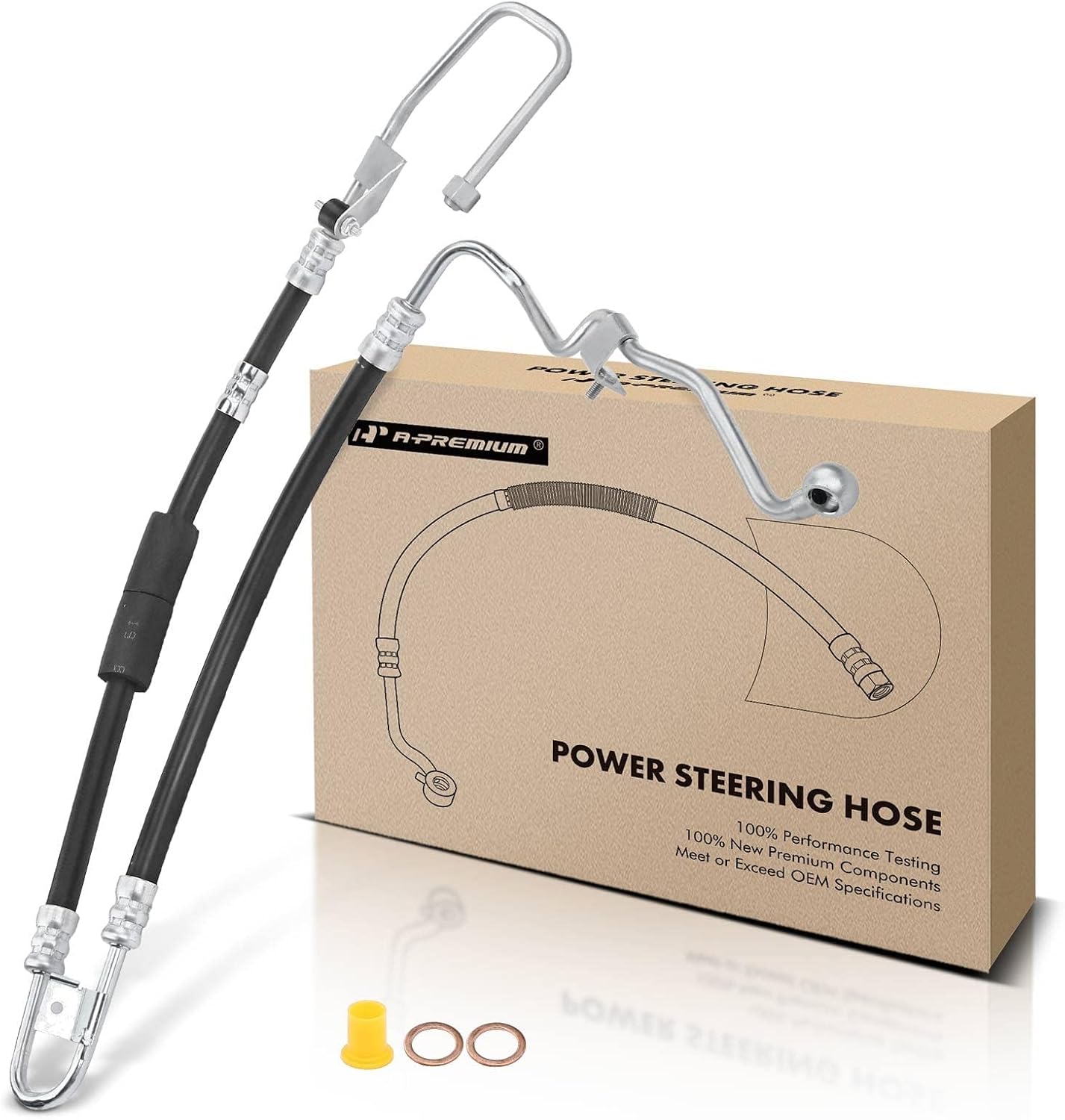 A-Premium Power Steering Pressure Hose Line Assembly Compatible with BMW E90/92/93 Series M3 2008-2013, 4.0L, Pipe To Rack