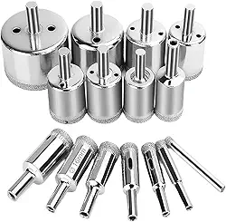 Broca Diamantada para Porcelanato 15 Peças - 6 a 50mm - Broca de Diamante para Vidro, Cerâmica, Mármore, Azulejo e Alvenaria