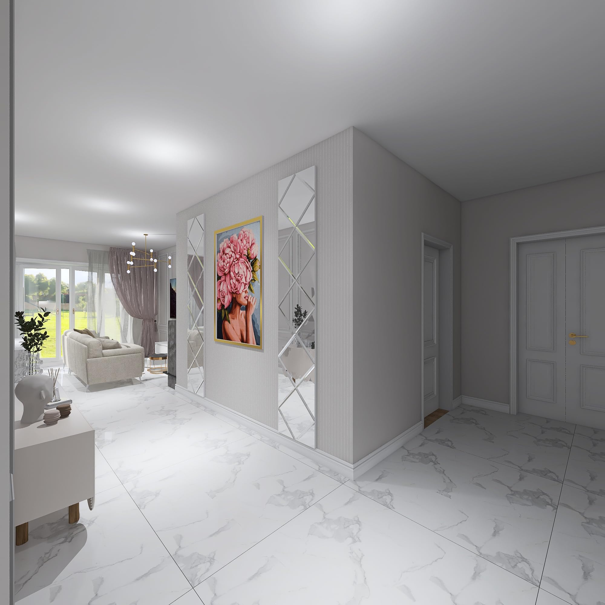 Lot De 10 Carreaux De Miroir, 20 X 20 Cm Chacun, Autocollants, Flexibles, Sans Verre, Pour Décoration Murale, Miroir Décoratif Sans Cadre