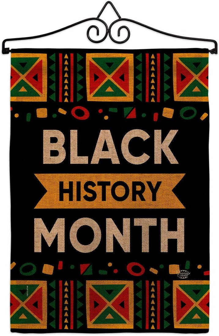 Celebrate Black History Month Garden Flag Set Wall Holder Lives Matter BLMCelebrates African Americans Heritage Small Decorative Gift Yard House Banner Made In USA 13 X 18.5