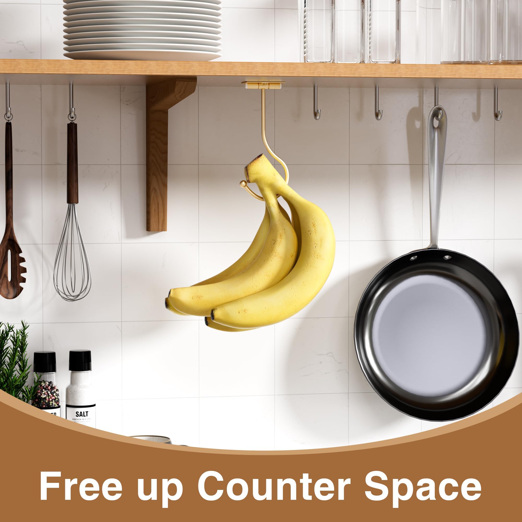 Adhesive Banana Hooks - Keep Bananas Fresh! -5 Adhesive Banana Hooks - Keep Bananas Fresh! -5