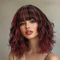 Vista 24 de AISI HAIR Peluca Bob Sintética Rizada y Ondulada Marrón Natural con Flequillo para Mujeres, 21-23 Pulgadas