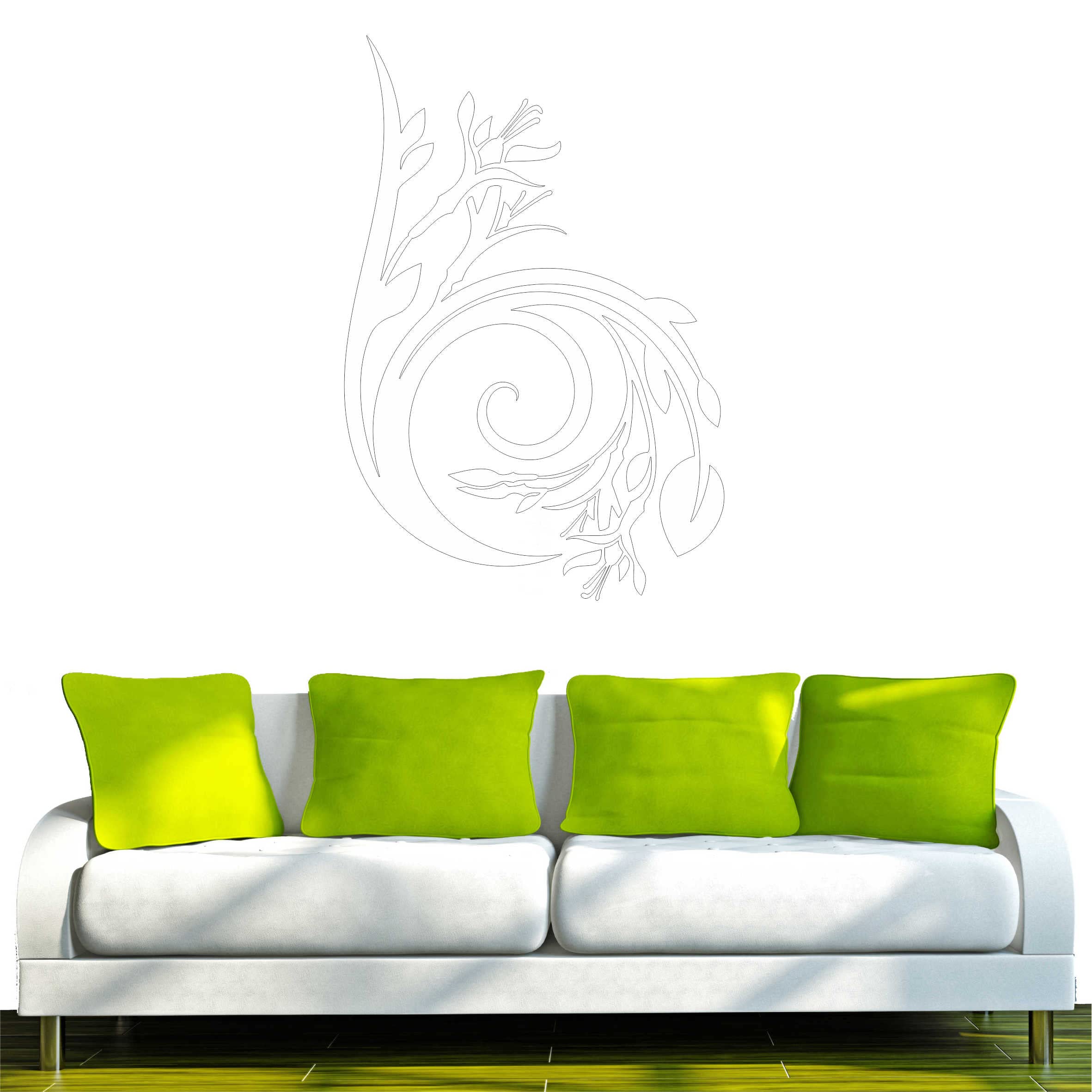 INDIGOS UG - Decalcomanie da muro - adesivi da parete - Murale - F343 - Ramo di foglie curve, 160 x 108 cm - Bianco - Decorazione per soggiorno, camera dei bambini, ufficio, scuola