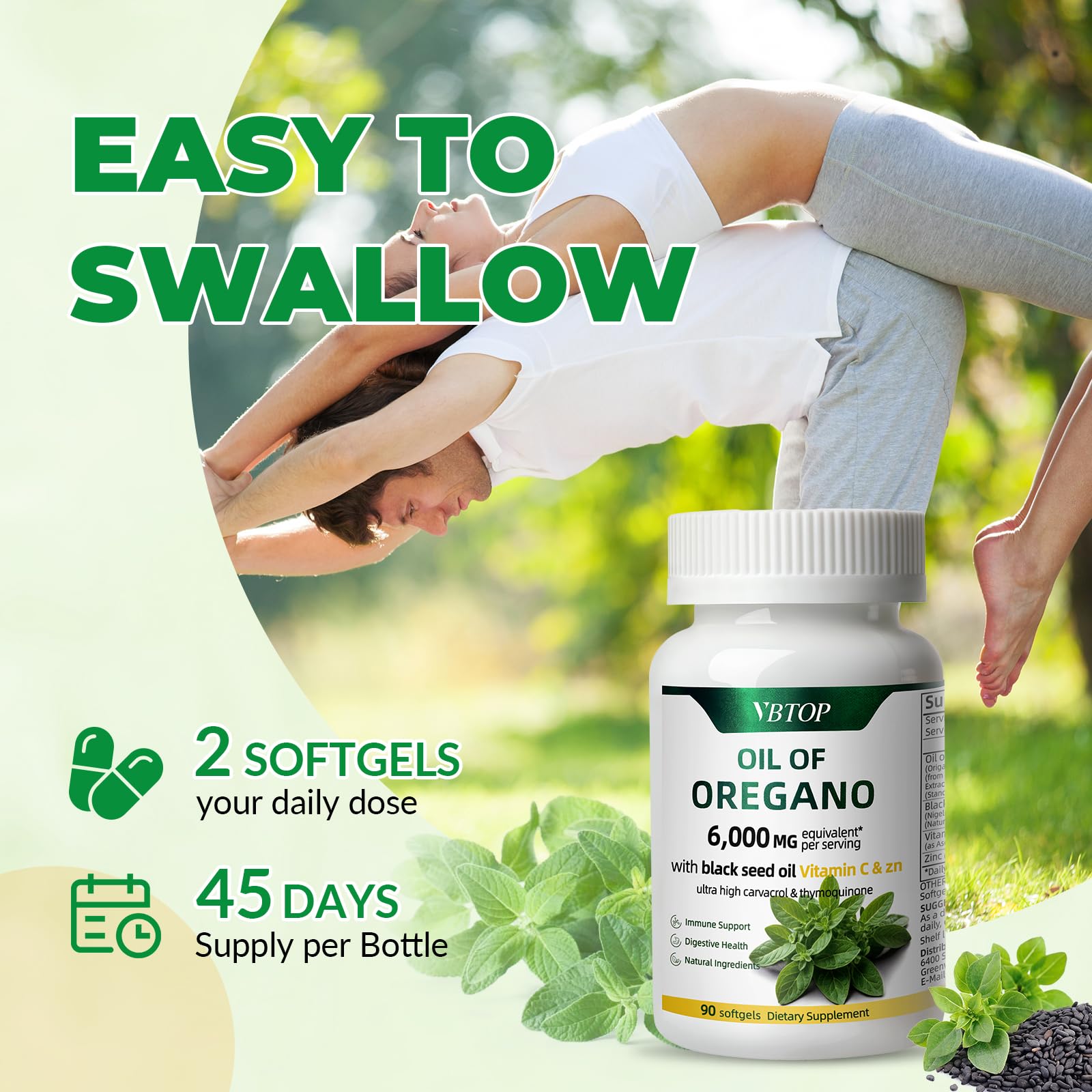 Oregano Oil with Black Seed Oil, Vitamin C and Zinc, 90 Softgels — Amazon image 8
