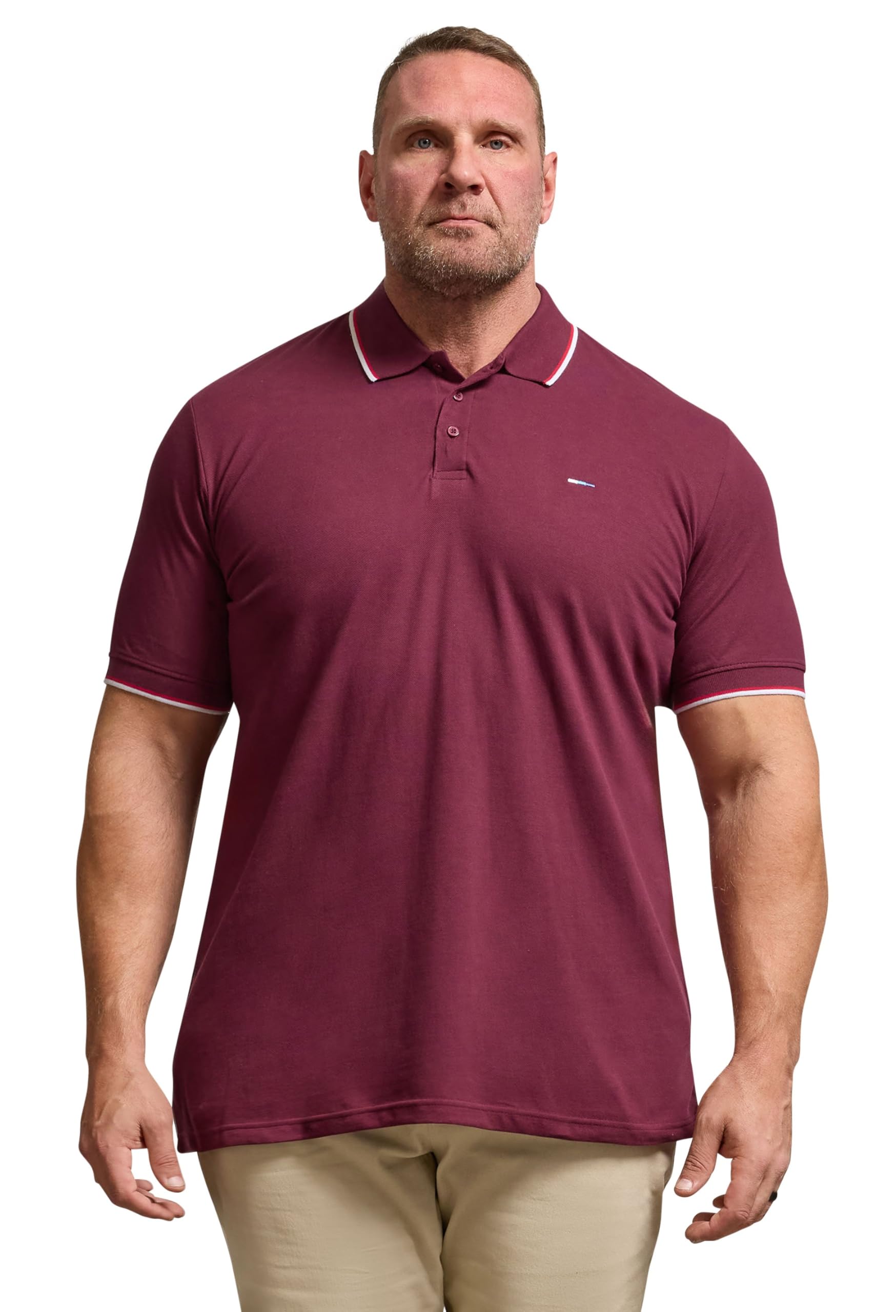 BadRhino Big & Tall Windsor Wine Tipped Polo Shirt - Men's - Plus Size Curve