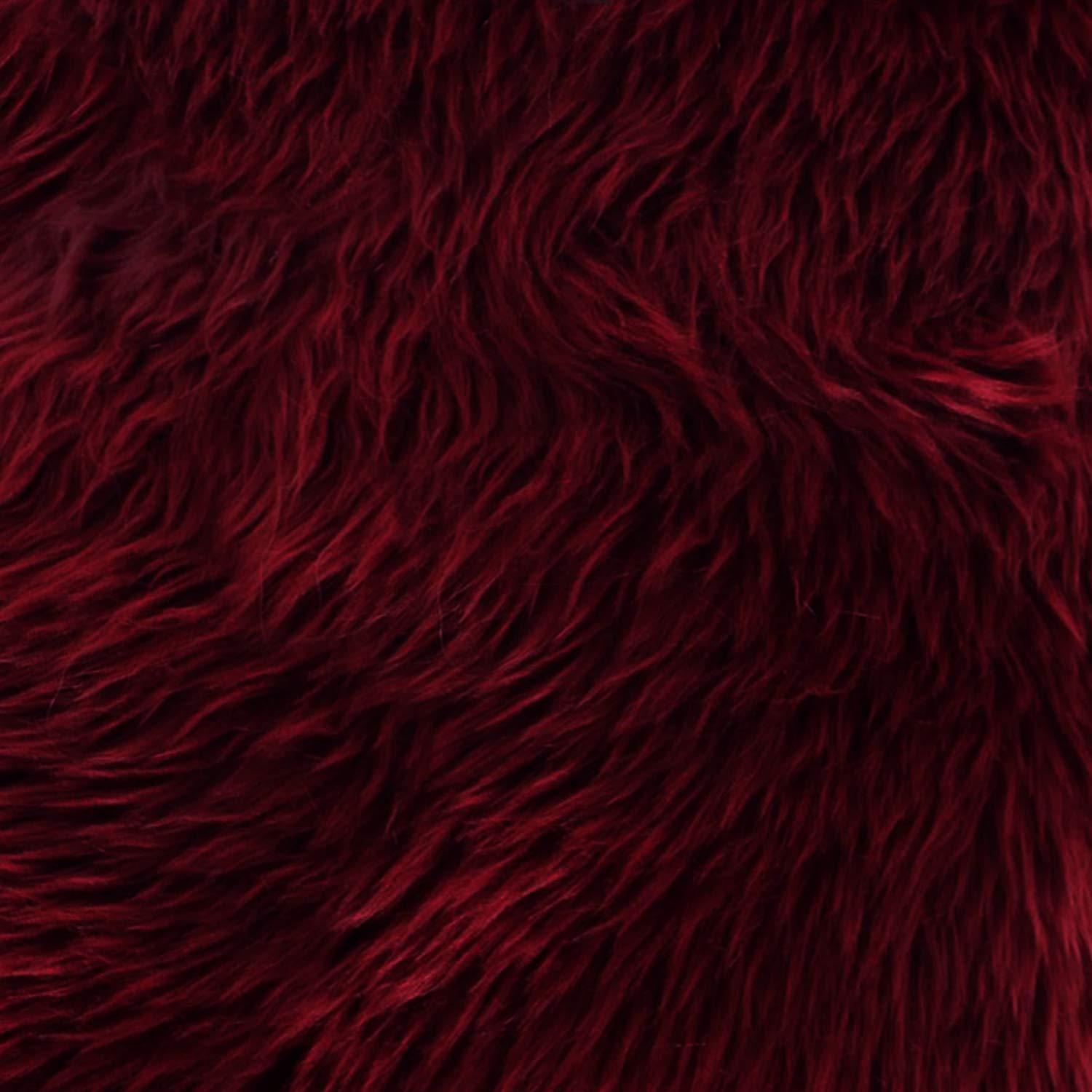 Faux Fake Fur Long Pile Luxury Shaggy Square Patches/Craft, Sewing, Cosplay, Costume, Decorations/Sold by Piece (Burgundy, 20" X 20")