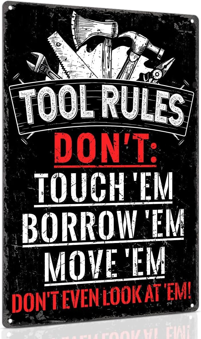Tool Rules Vintage Metal Tin Sign Posters Wall Art Aluminum Sign For Cafe Bar Garden Home Bathroom Decoration 16x12 inch