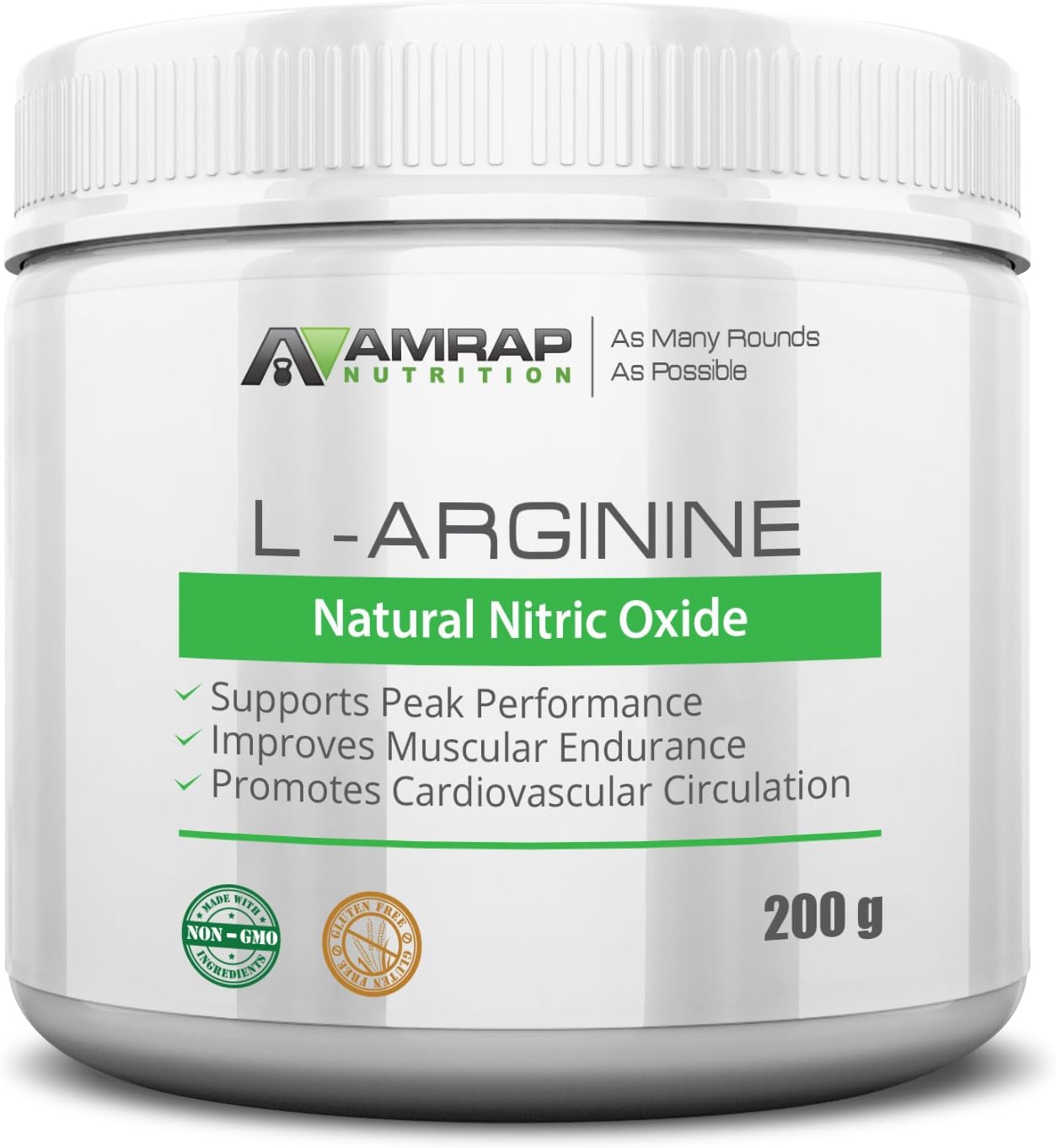 AMRAP Nutrition L-Arginine, 100% Pure L-Arginine Powder for Muscle Growth, Vascularity & Endurance