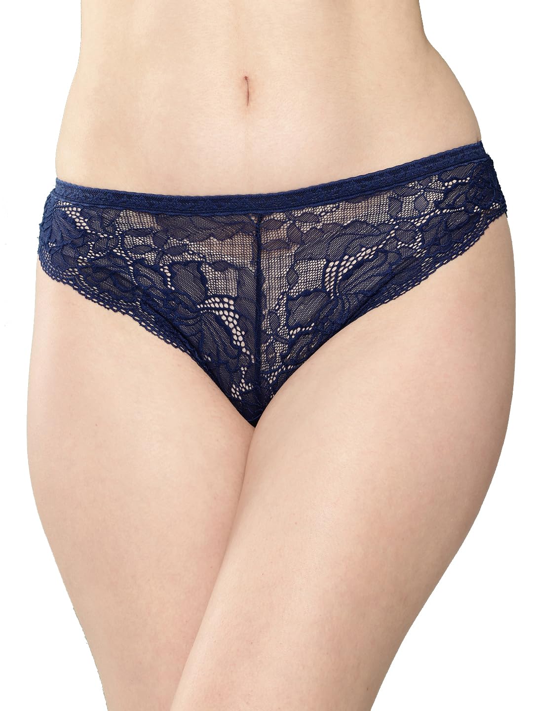 leading lady Women's Solid Mid Rise Bikini Lace Brief-picture-23