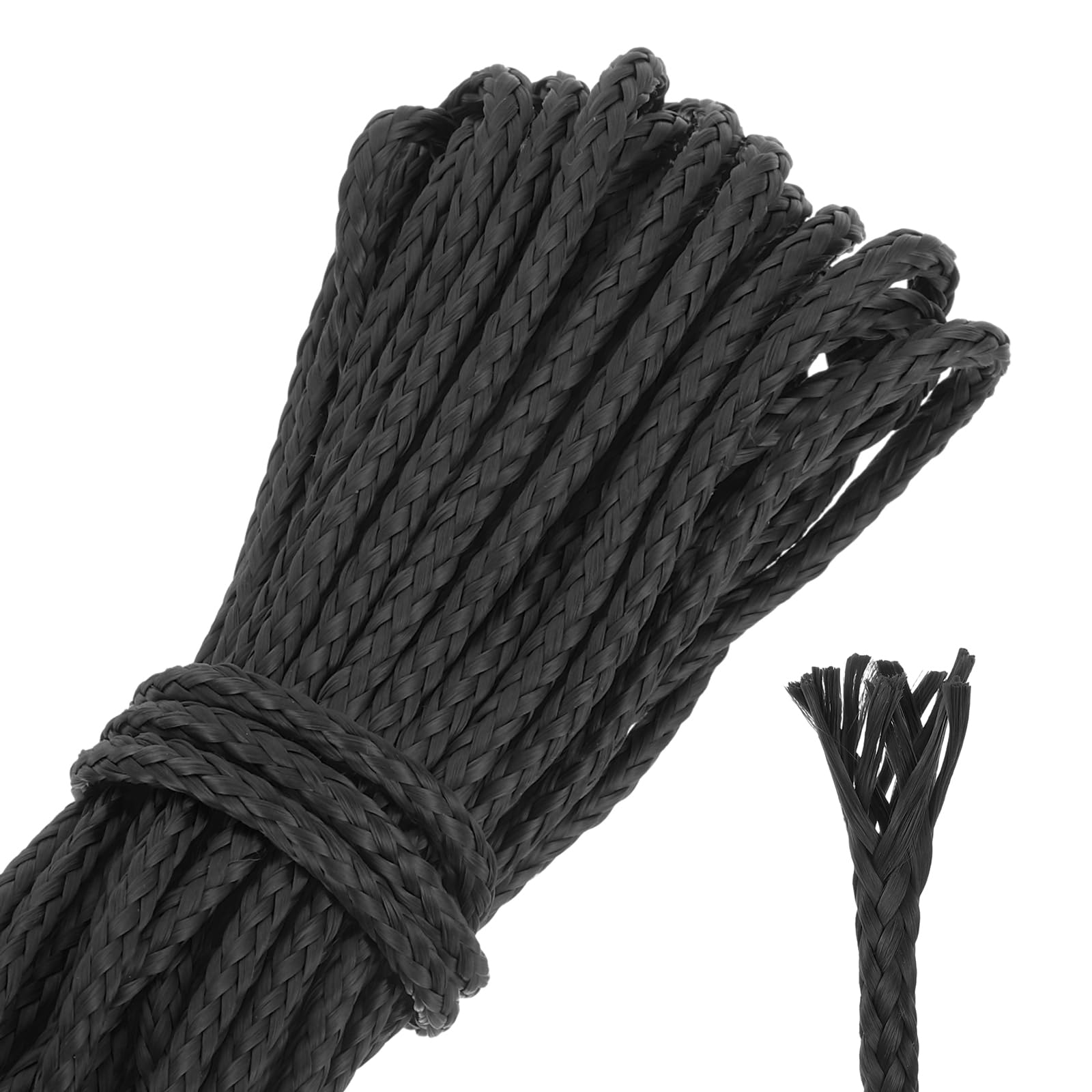 sourcing map 30Ft Braided Fishing Line, 1000lb 2.6mm Diameter Multipurpose Utility Paracord Line Wind Chime String Kite Line for Camping, Hot Air Balloon, Outdoor Survival, Black