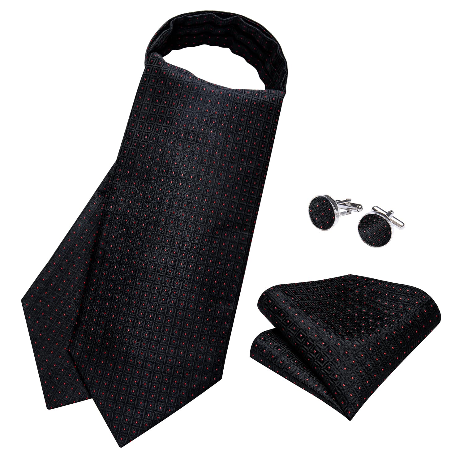 DiBanGu Jacquard Woven Ascot Silk Cravat Set for Men Wedding